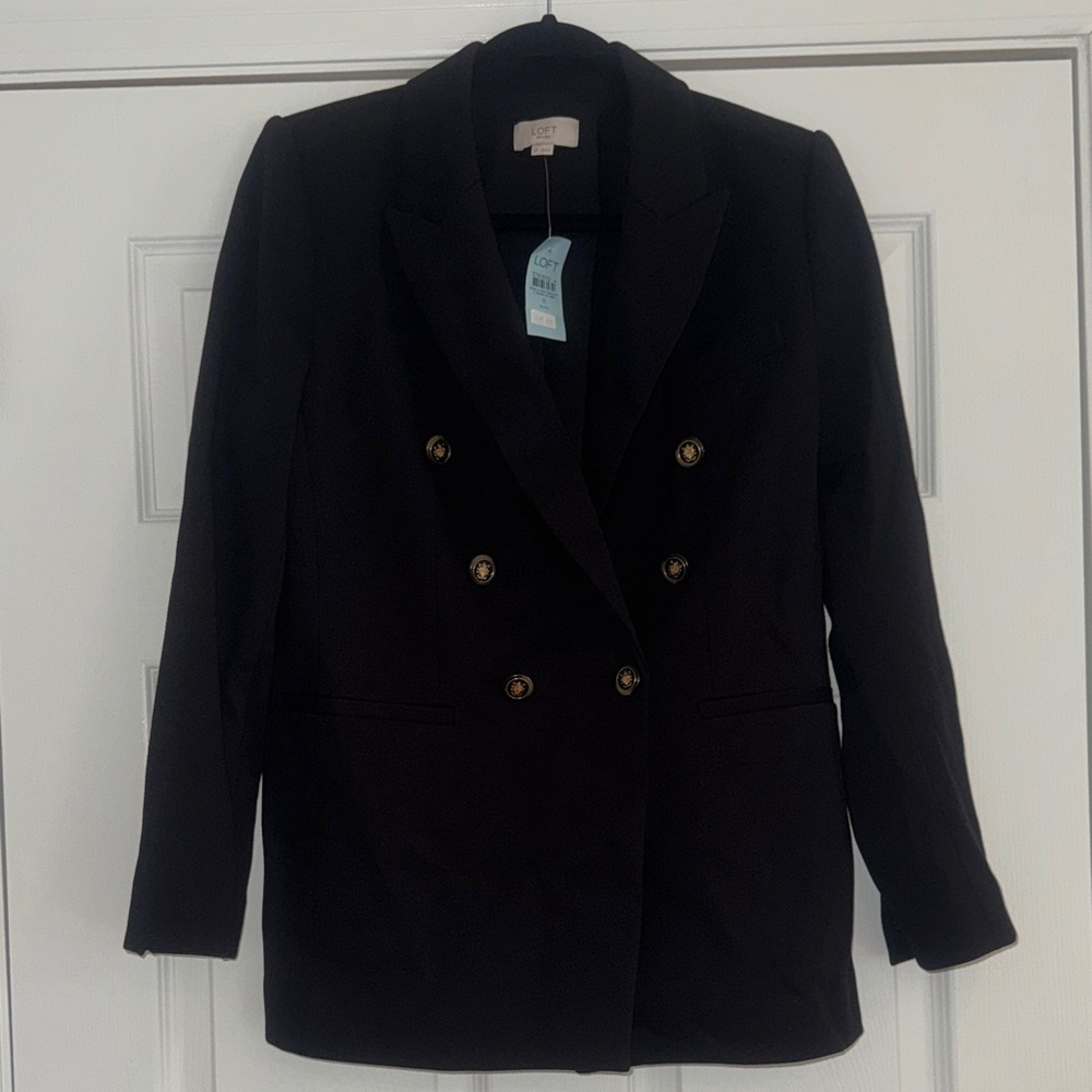 LOFT Black Double-Breasted Blazer